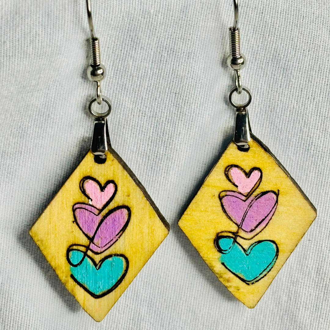Hearts Trio- Pink, Lavender, Turquoise