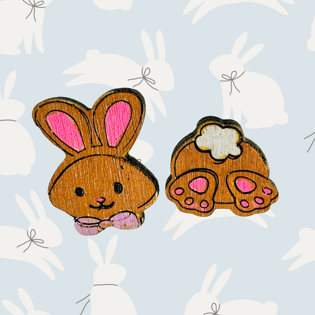 Chocolate Bunny Butt Stud Earrings