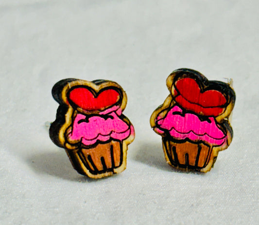 Valentine Cupcake Earring Studs
