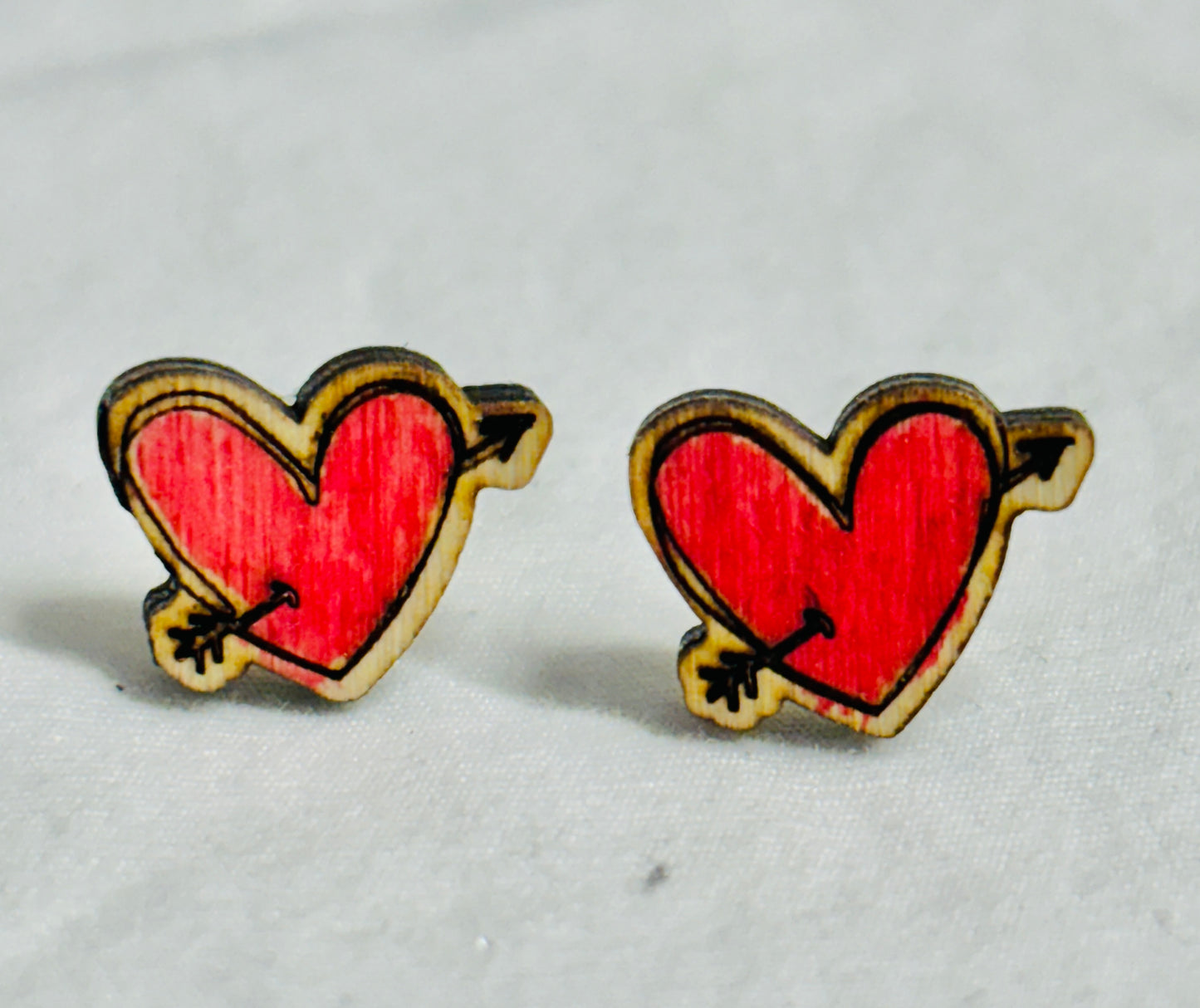 Heart and Arrow Stud Earrings