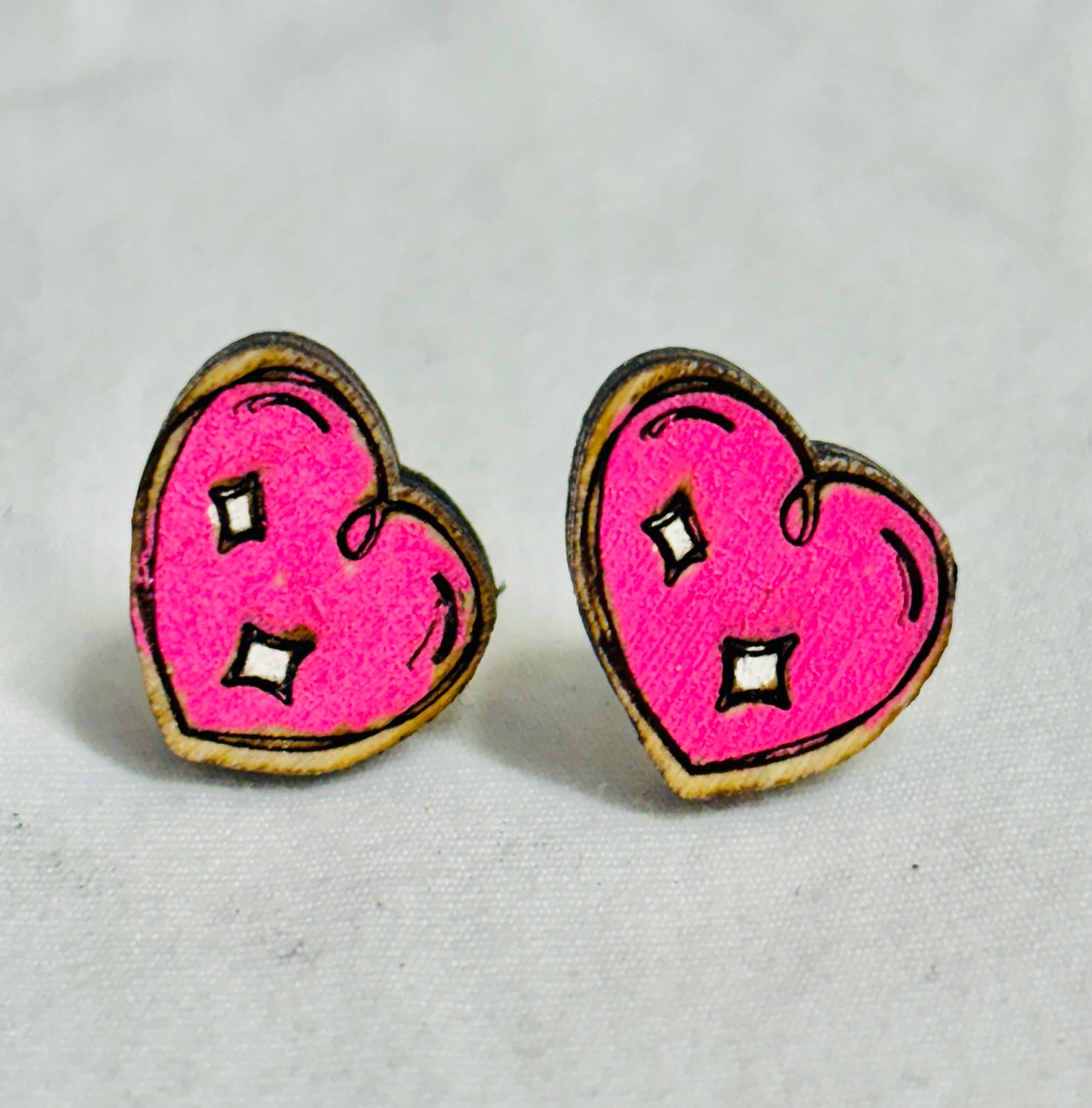 Pink Heart Stud Earrings