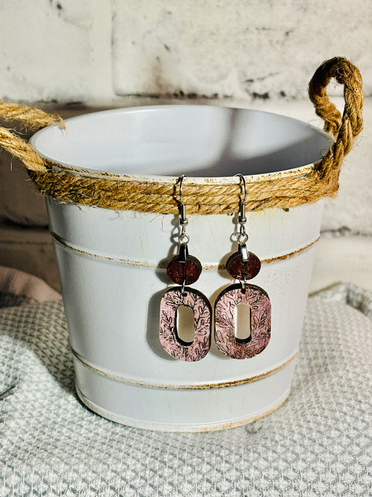 Cherry & Pink  Wooden BoHo Earrings