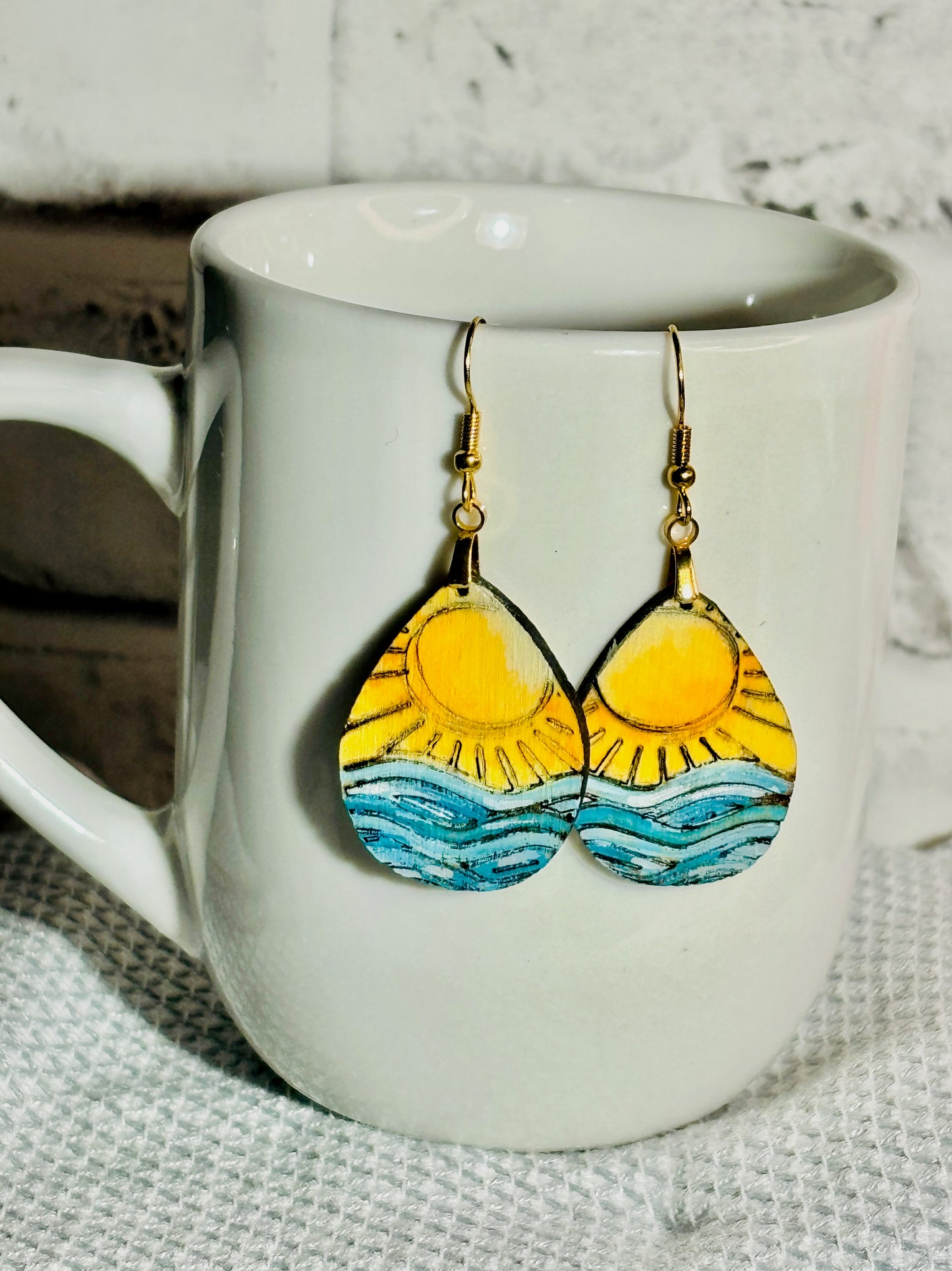 Beach Day Wooden Earrings