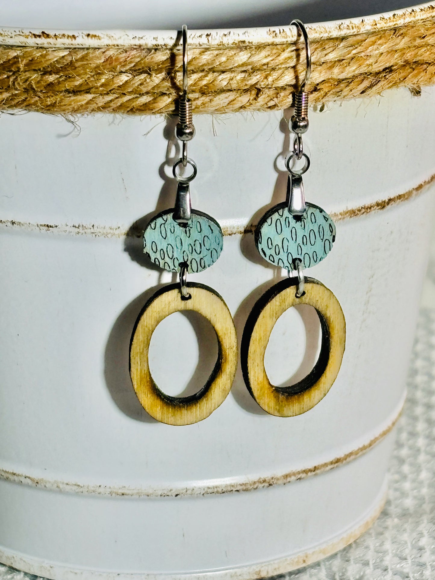 2 Part Circle Wooden Earrings