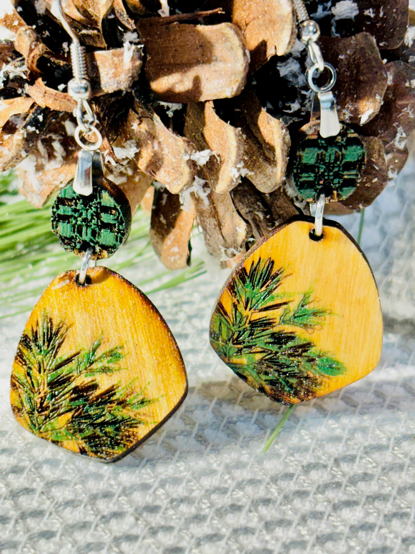 Pine and Plaid Earrings