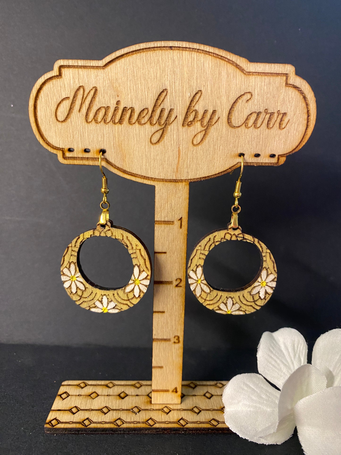 Hand painted Daisy Round Earrings