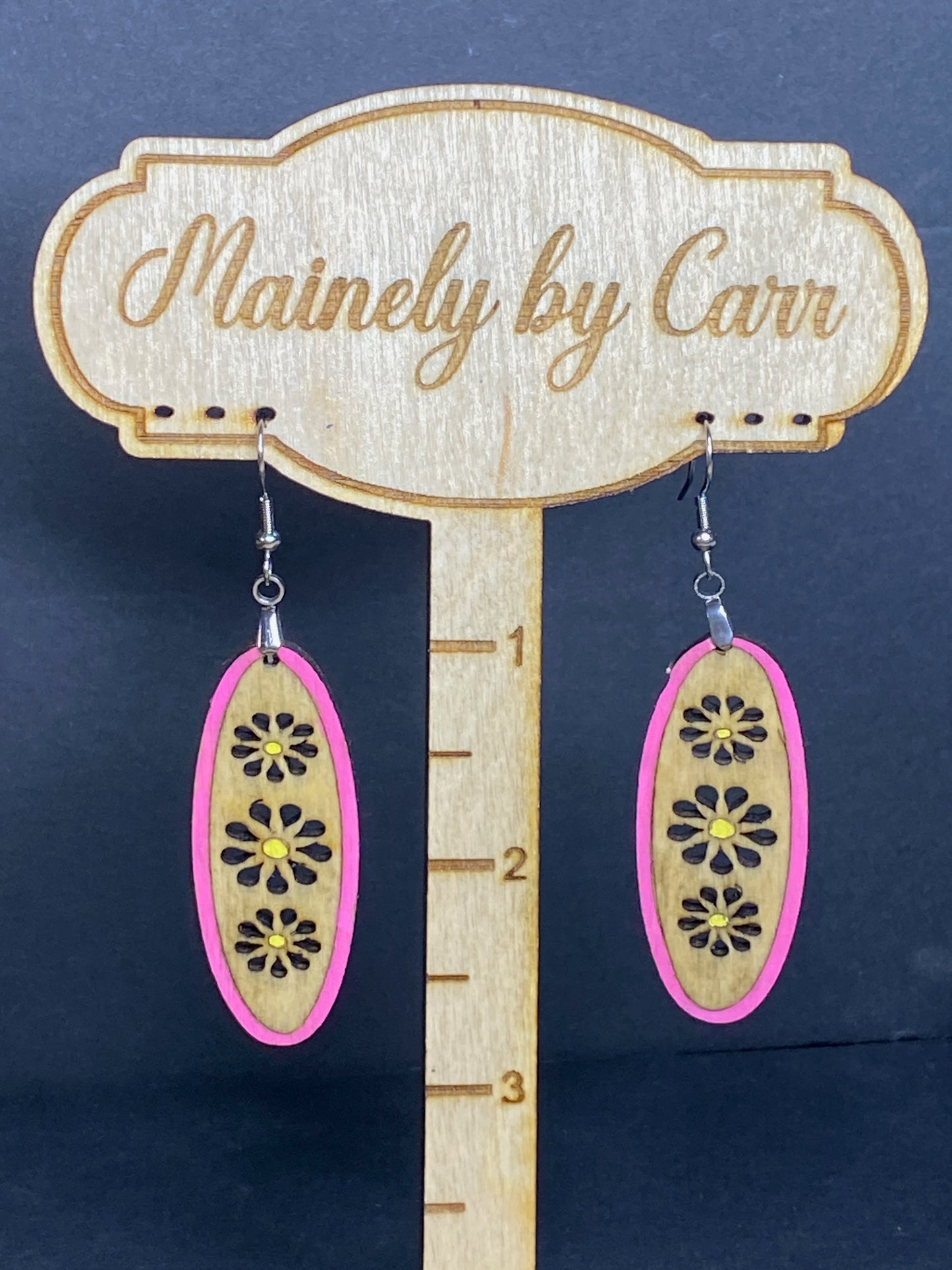Open Flower Hand Painted Earrings