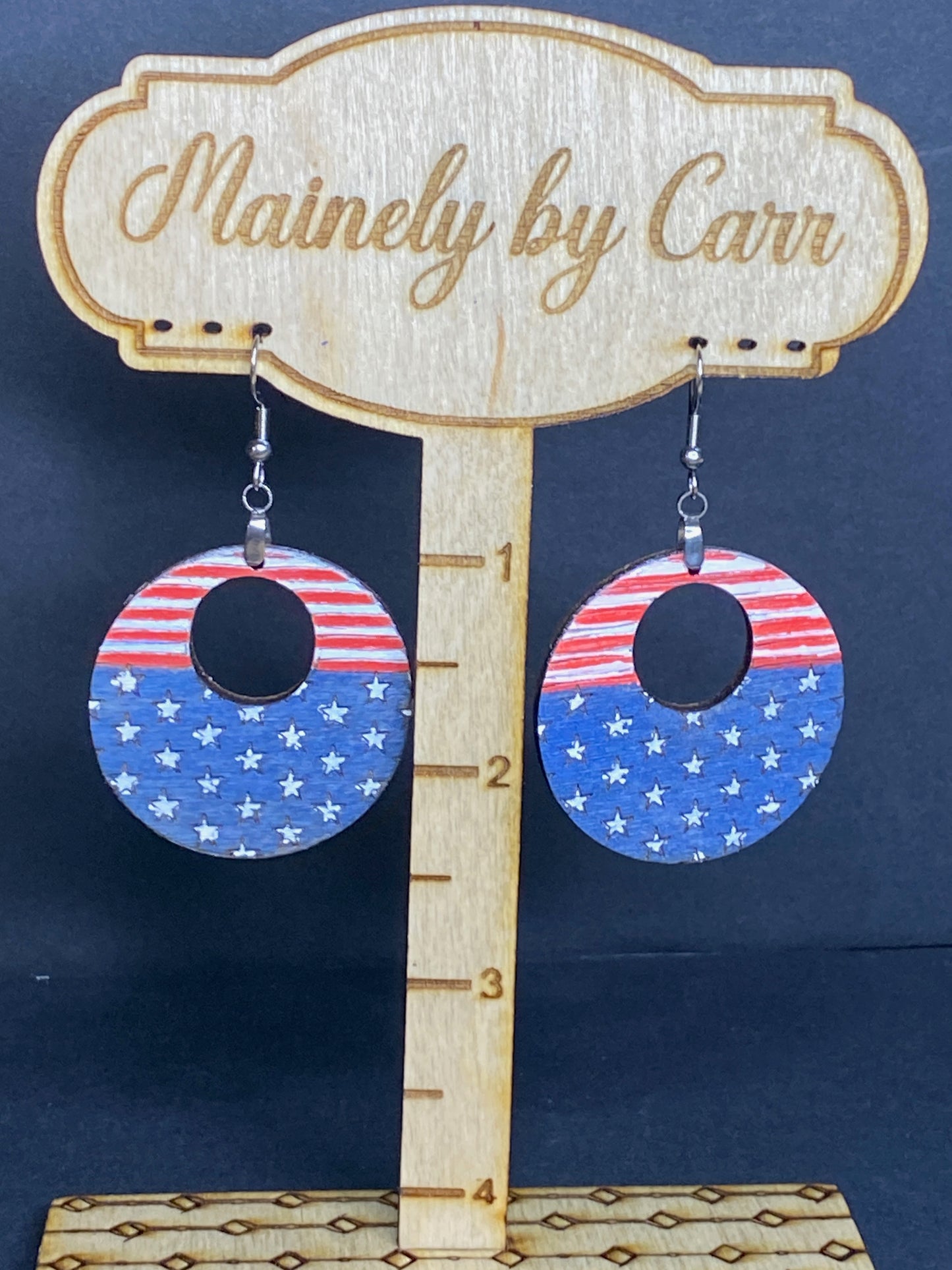 Stars & Stripes Wooden Earrings