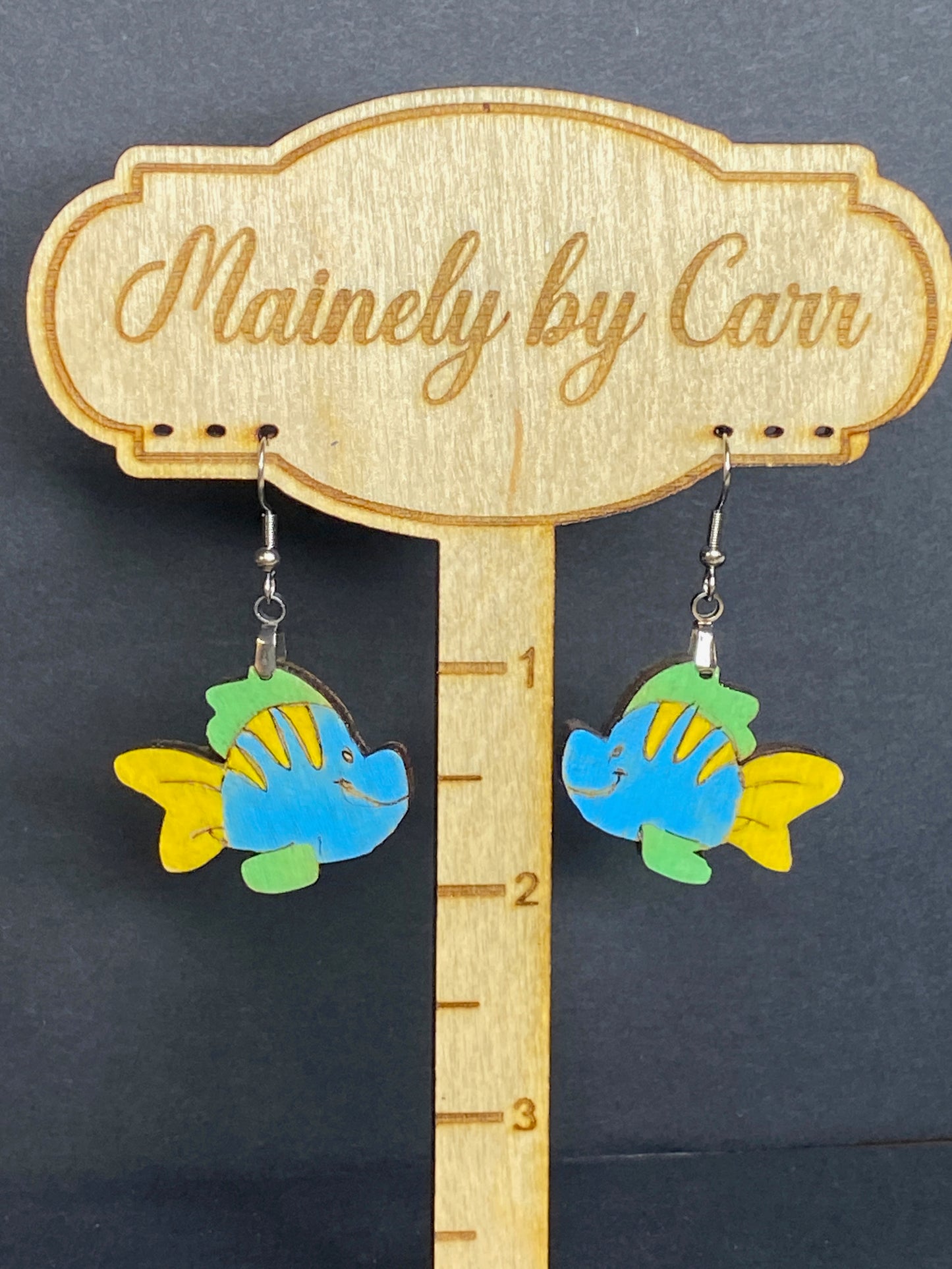 Wooden Fish Drop Earring