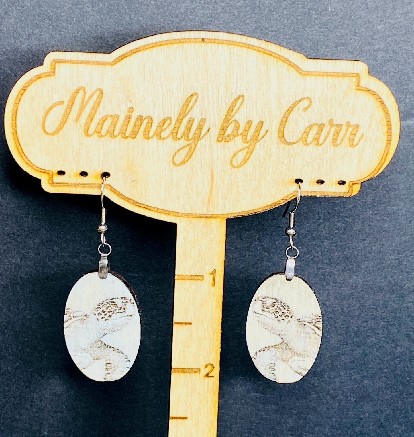 Turtle Engraved Wooden Earring