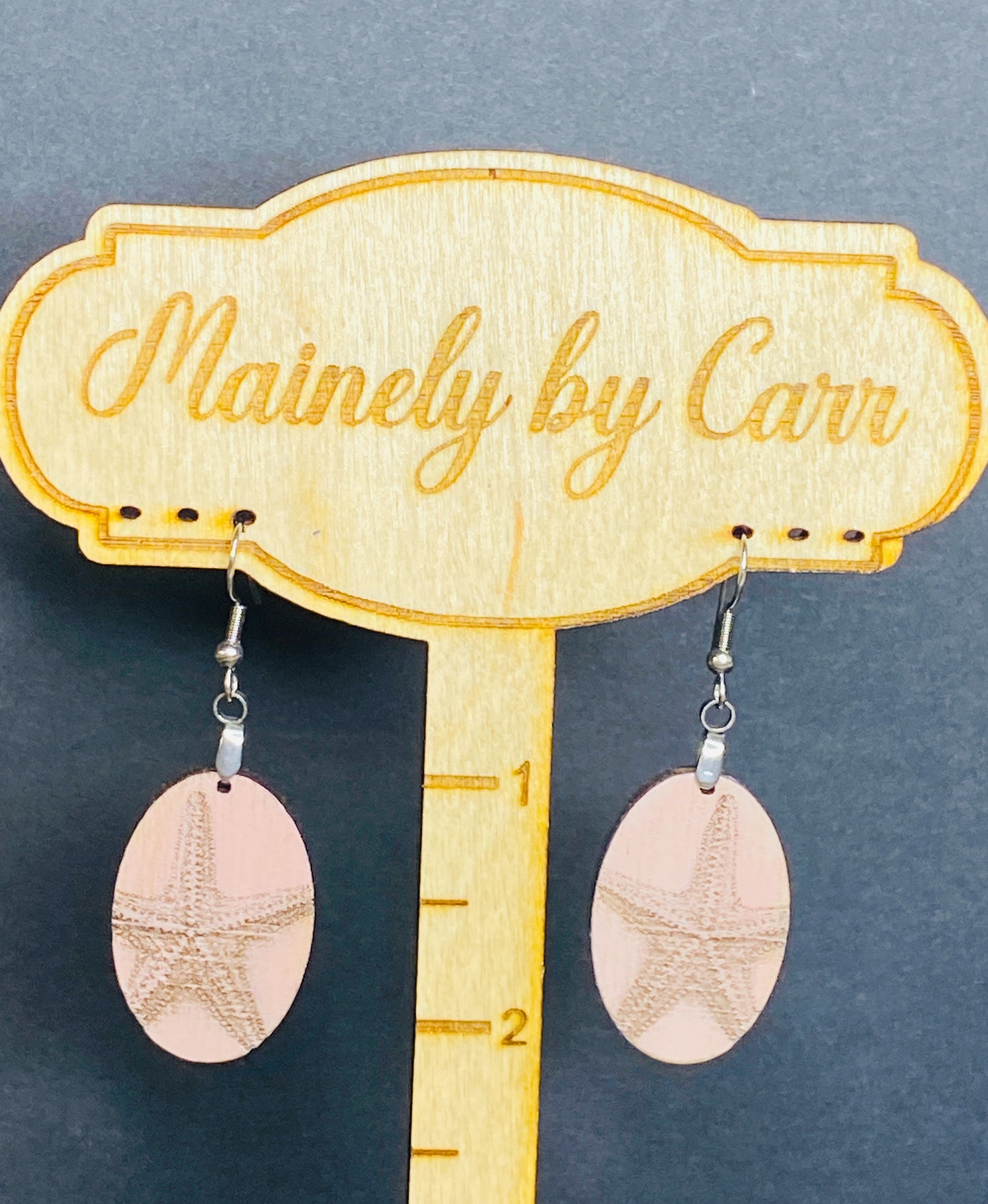 Pink Starfish Wooden Earring