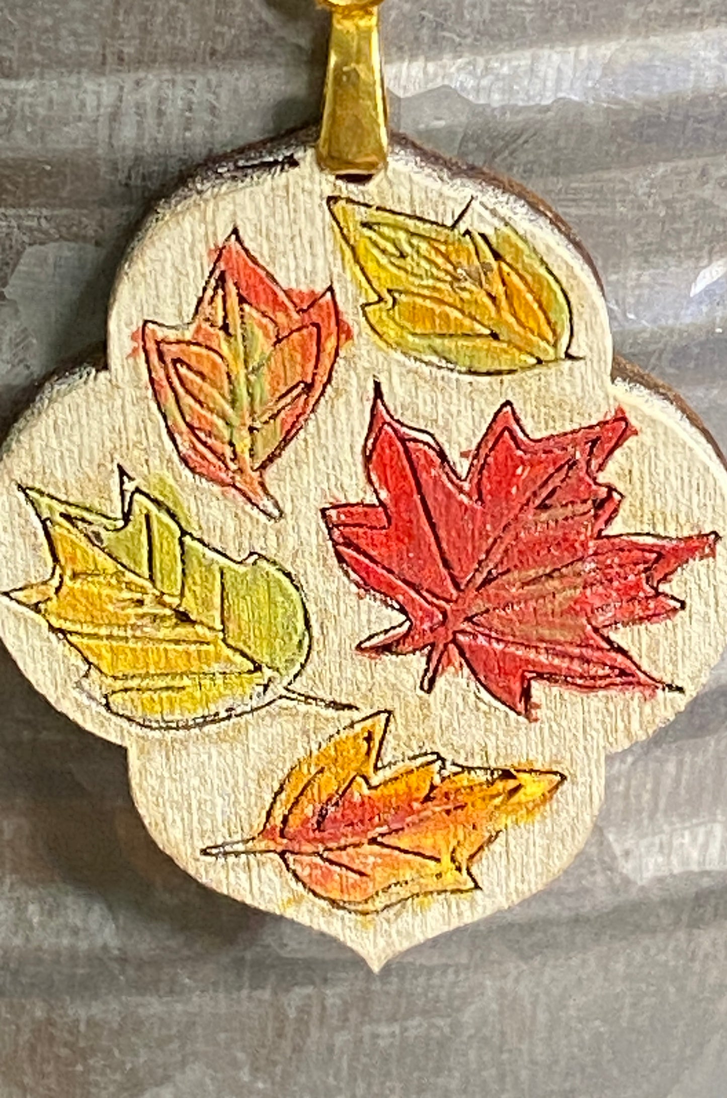 Blowing Leaves - Hand Painted Fall Leaves on Wooden Dangle Earring