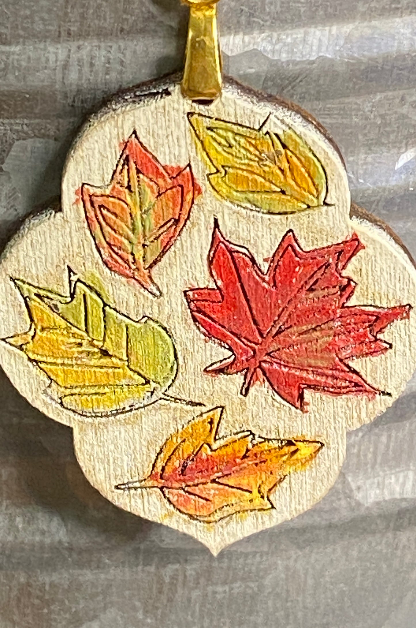 Blowing Leaves - Hand Painted Fall Leaves on Wooden Dangle Earring