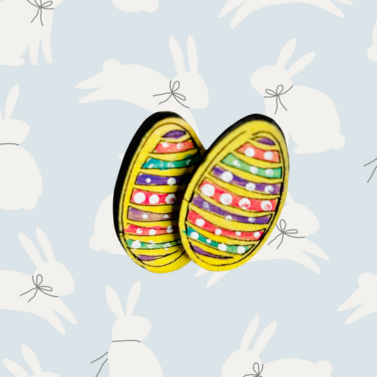 Striped Easter Egg Stud Earrings