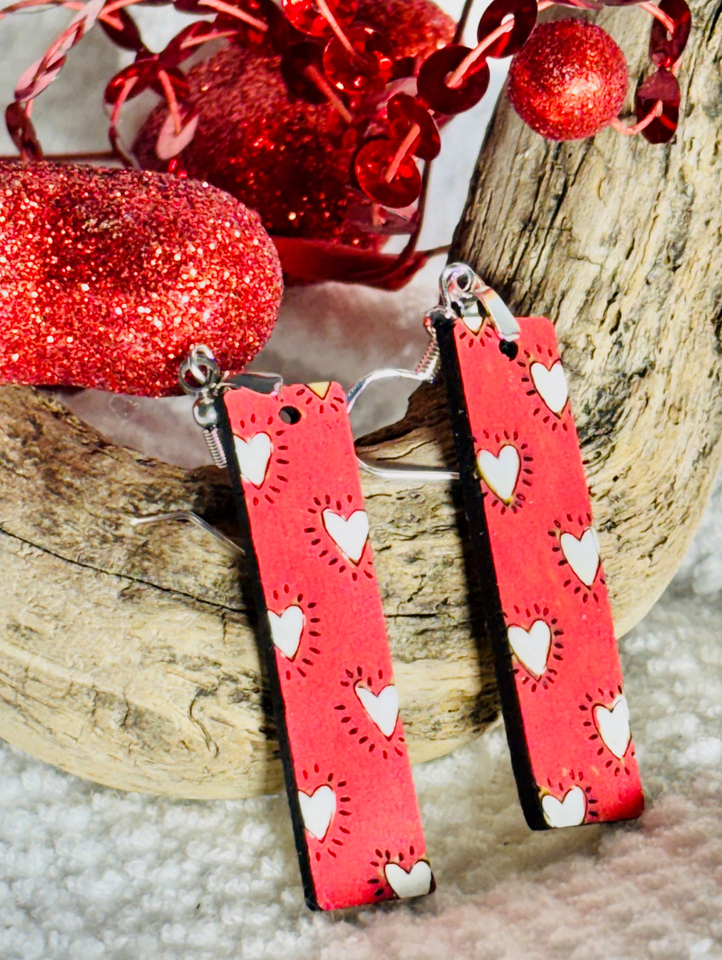 Red with White Hearts