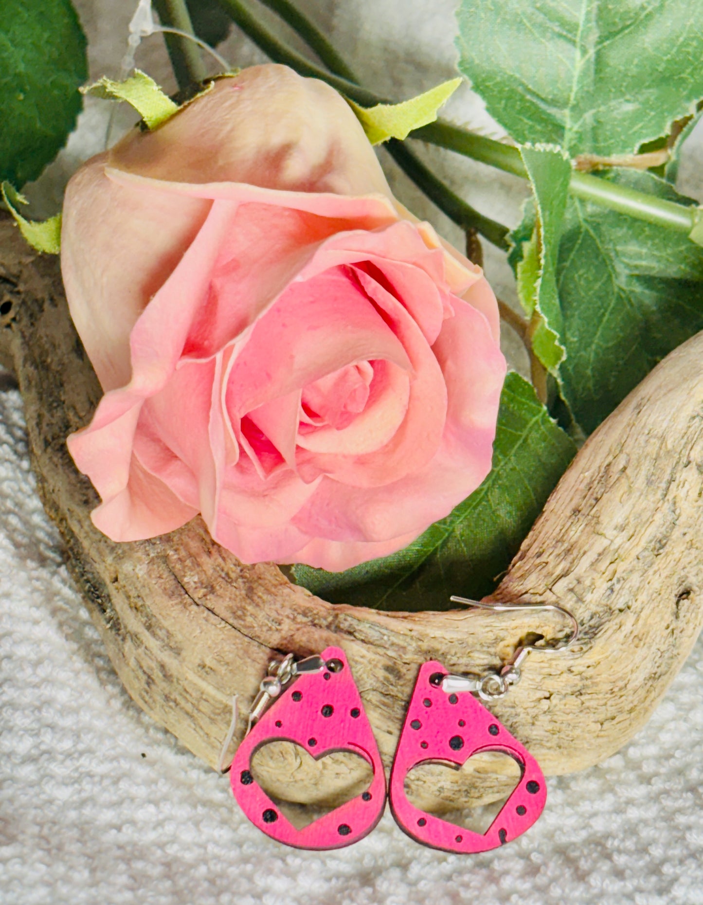 Shocking Pink Heart Earrings