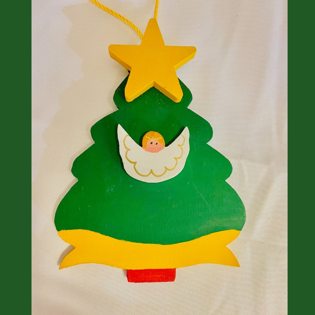 Personalized Ornament with Angel on Christmas Tree  4.5" 3.5"