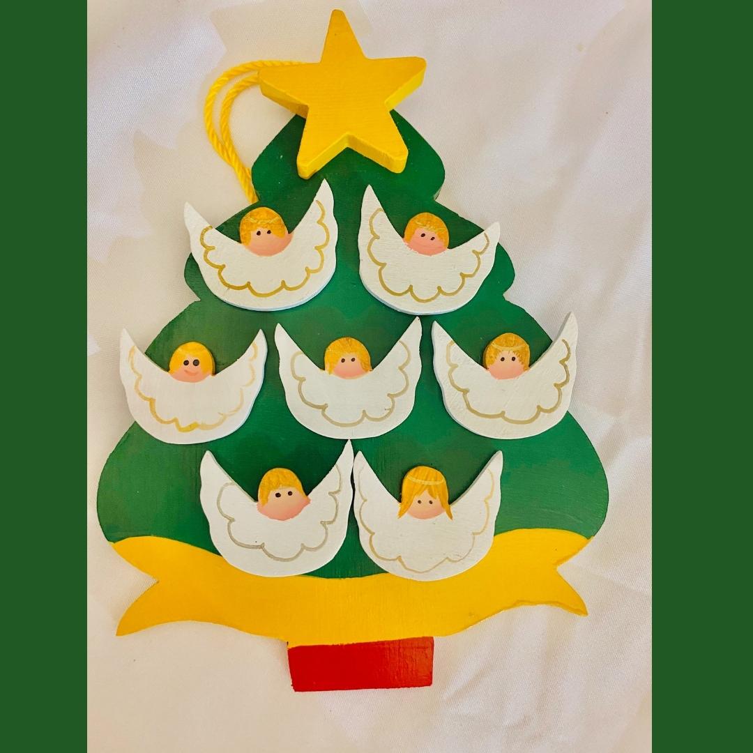 Personalized Ornament 7 Angels on a Christmas Tree 6" x 4.5"