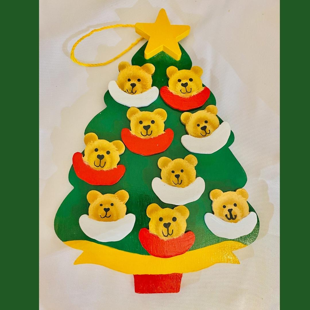 Personalized Ornament 9 Bear on a Christmas Tree 7.5" x 6"