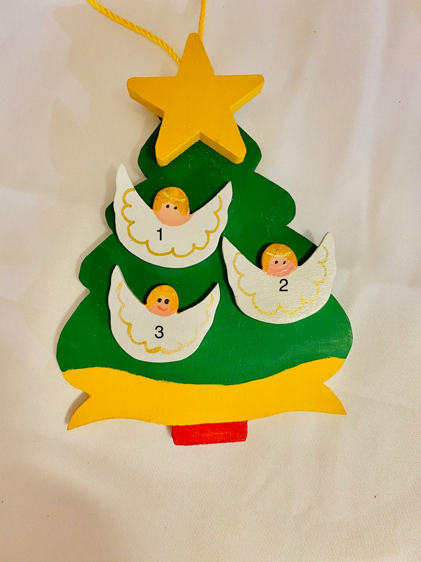 Personalized Ornament 3 Angels on a Christmas Tree 4.5" 3.5"