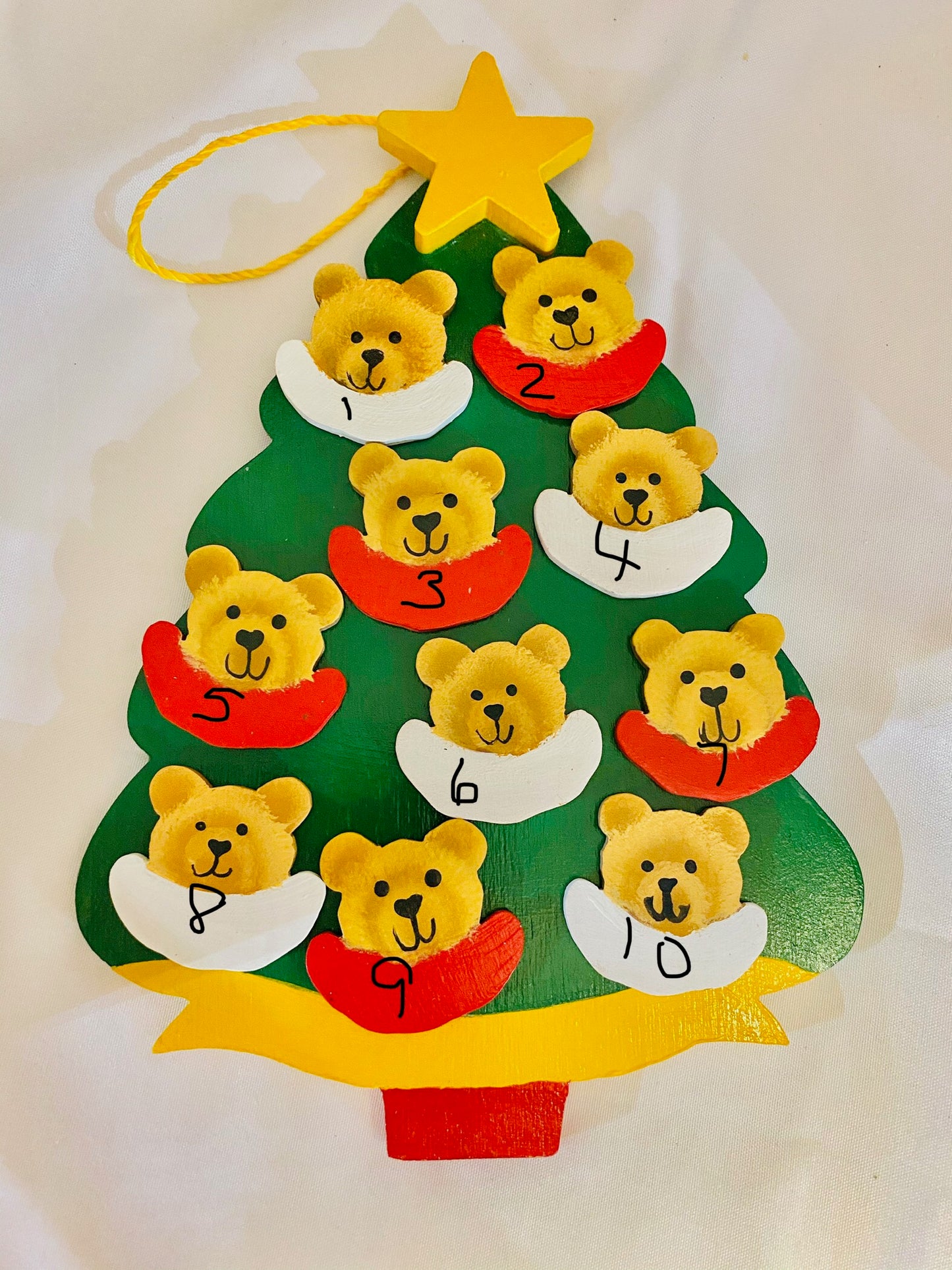 Personalized Ornament 10 Bear Faces on a Christmas Tree  6" x 4.5"
