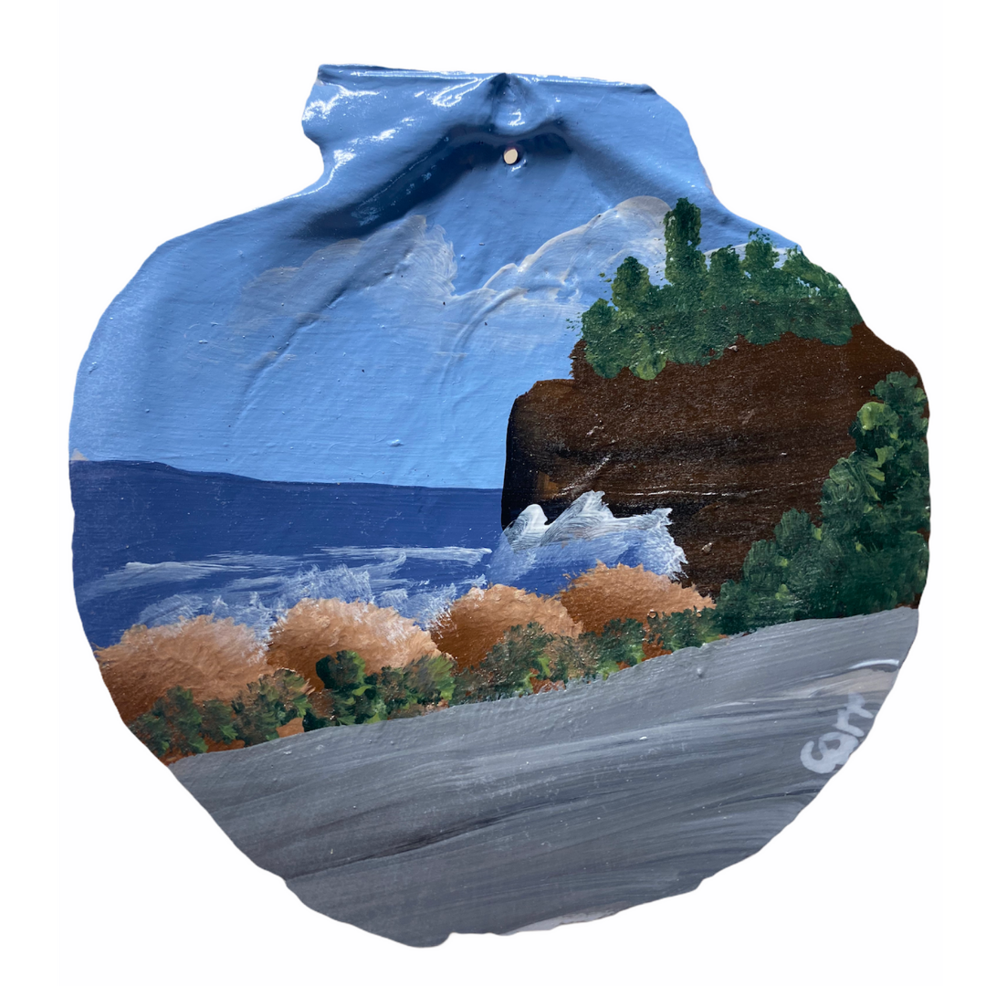 Driving Around the Coast - Hand Painted on a Scallop Shell