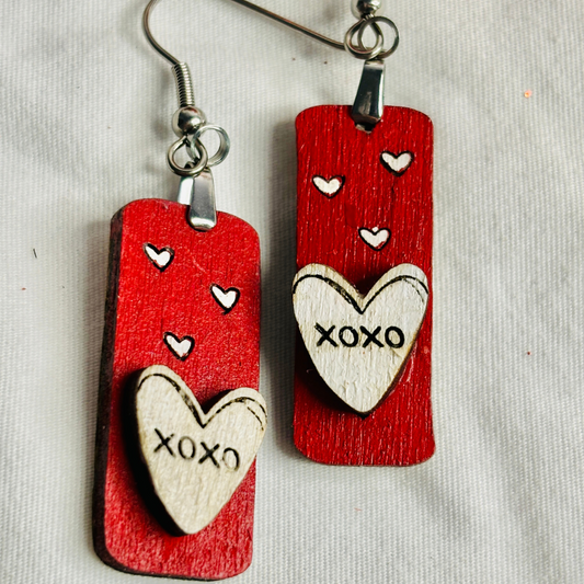 Red & White Valentines Earrings