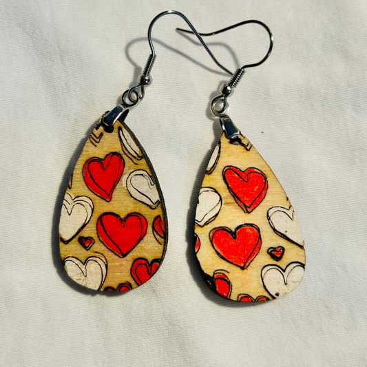 Tear Drop Heart Earrings