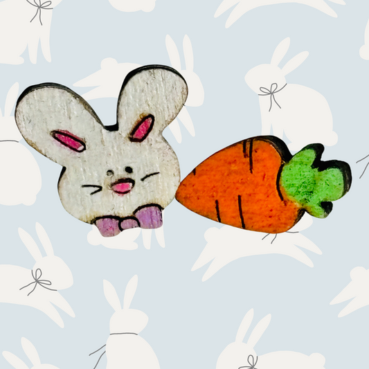 Bunny and Carrot Stud Earrings