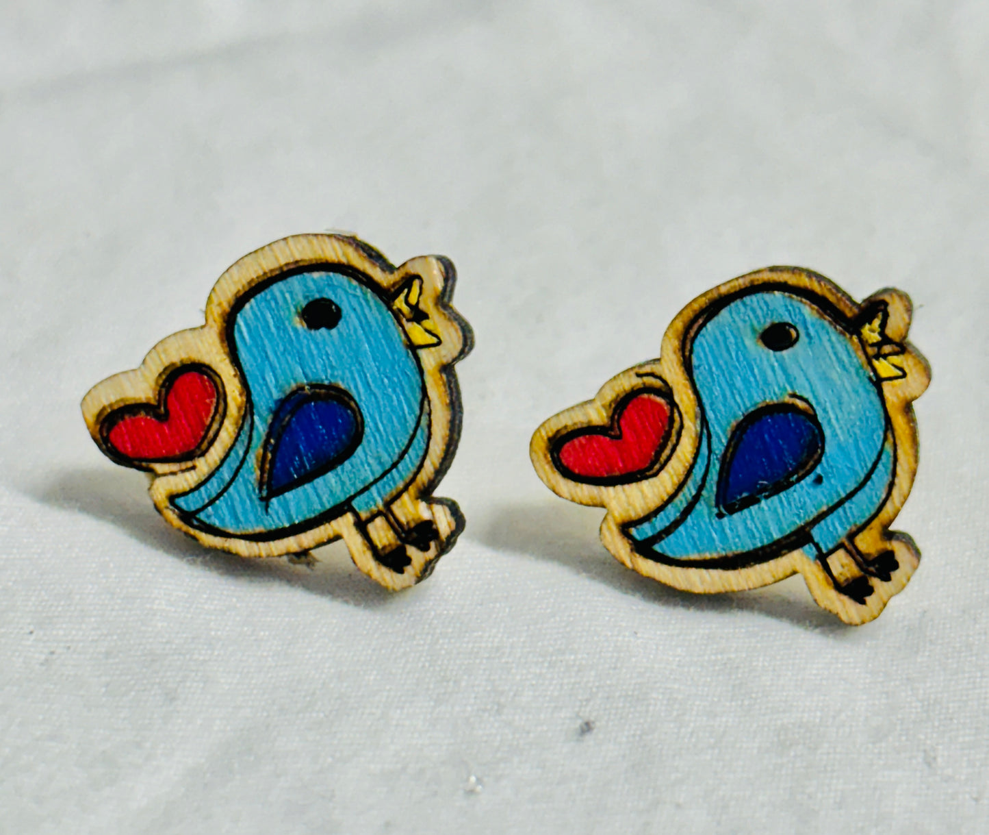 Blue Bird for Valentines Earring Stud