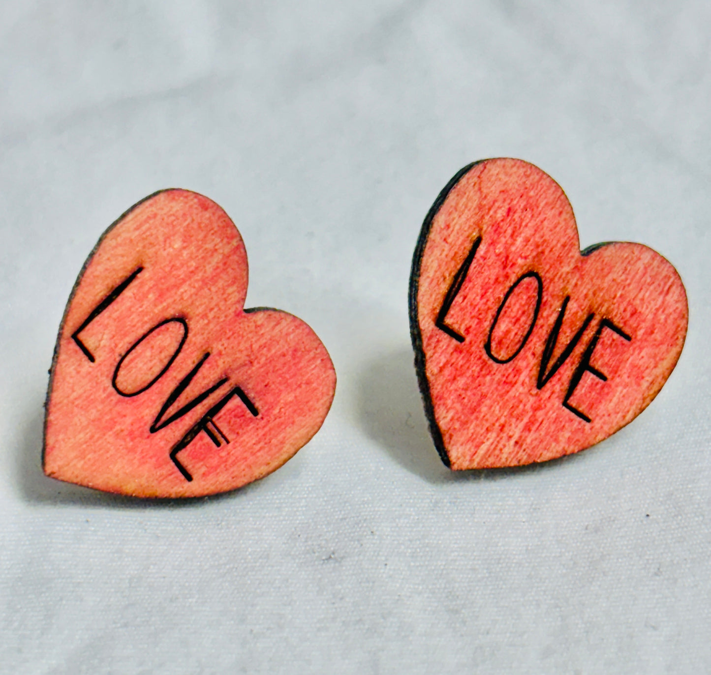 Love Word Heart Stud Earrings