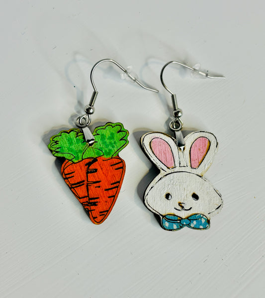 Carrot and Bunny Mix and Match Dangle Earrings