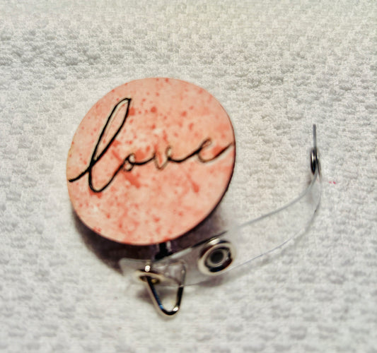 Love on Pink Retractable Badge Reel