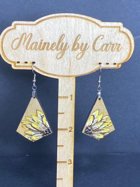 Hand painted Sunflower Earring with bling