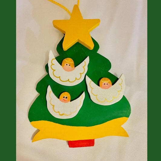 Personalized Ornament 3 Angels on a Christmas Tree 4.5" 3.5"