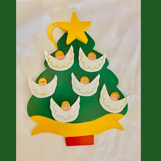 Personalized Ornament  6 Angels on a Christmas Tree 6" x 4.5"