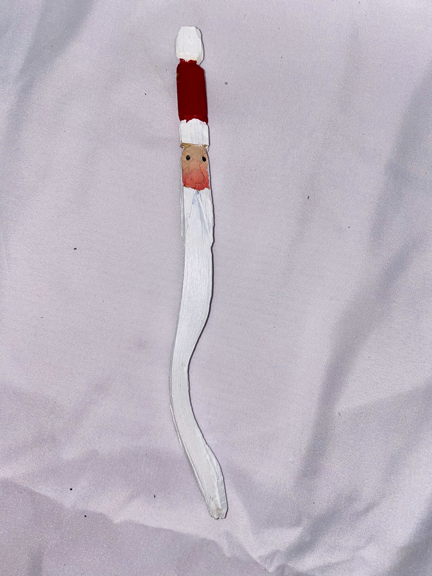 Hand Carved Cedar Santa Claus Stick Christmas Tree Ornament