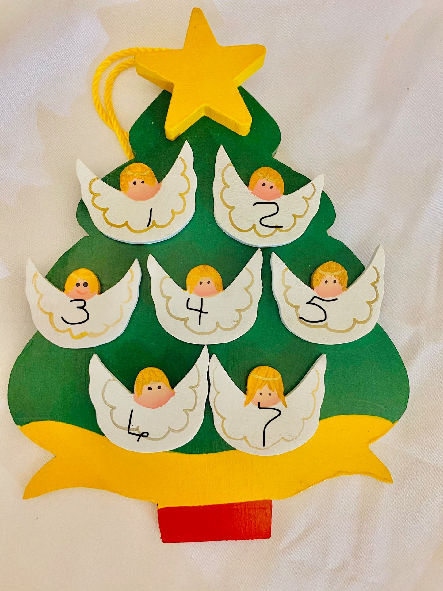 Personalized Ornament 7 Angels on a Christmas Tree 6" x 4.5"