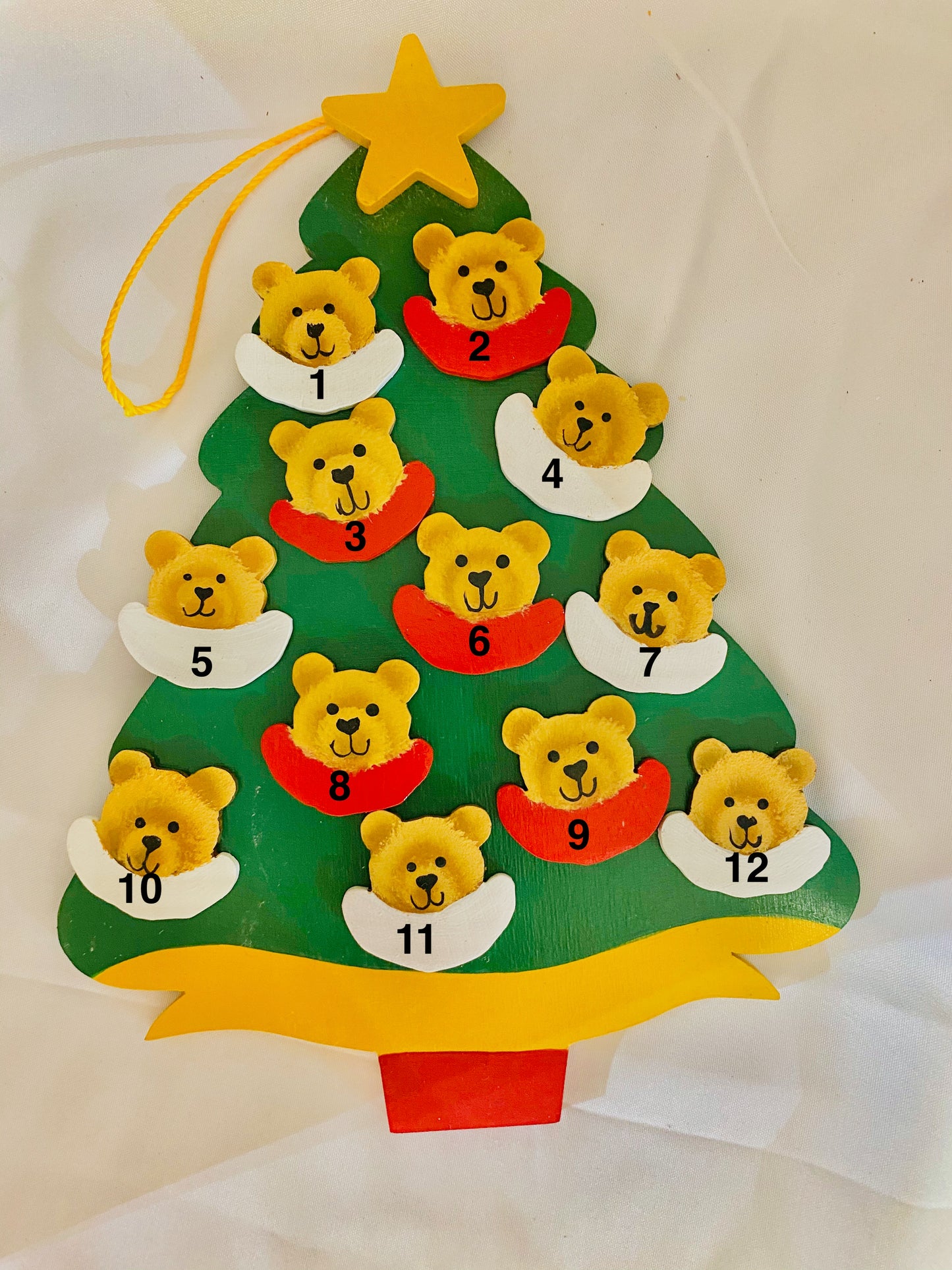 Personalized Ornament  12 Bear Faces on a Christmas Tree  8.5" x 7"