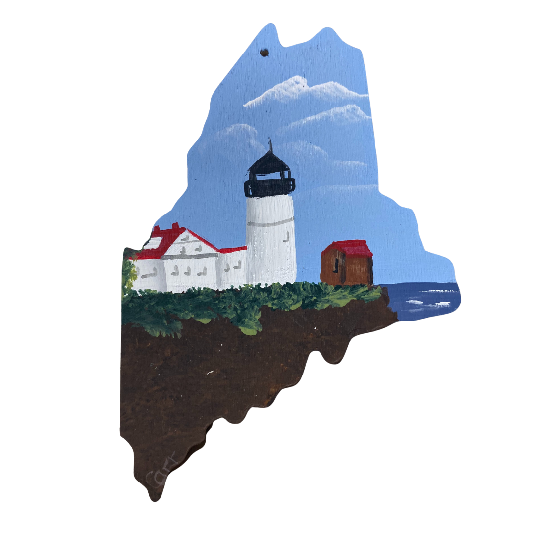 Portland Lighthouse or Portland Headlight 4" ornament on State of Maine cutout