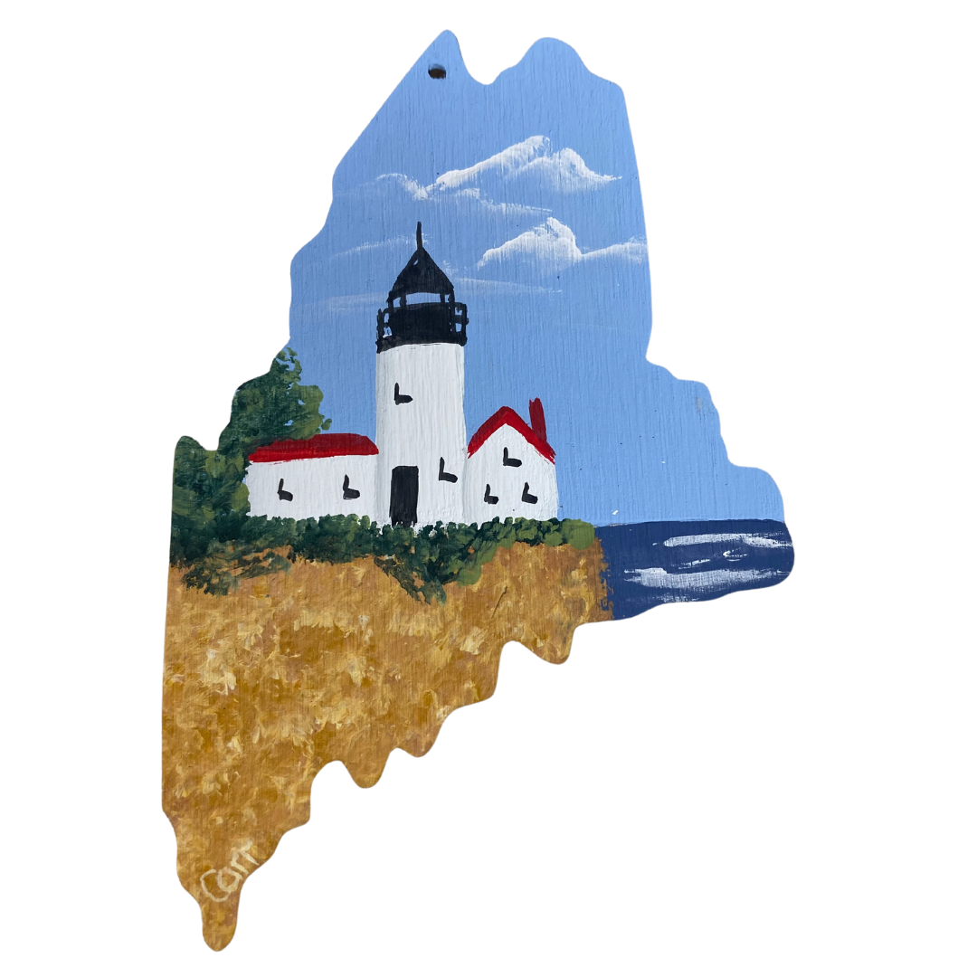 Bass Harbor Lighthouse  4" Hand Painted State of Maine Ornament