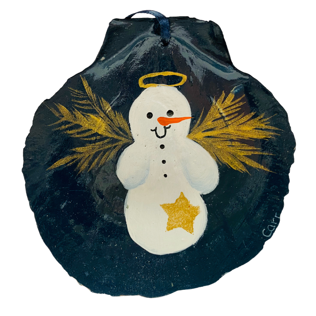 Snow Angel Hand Painted on a Scallop Shell