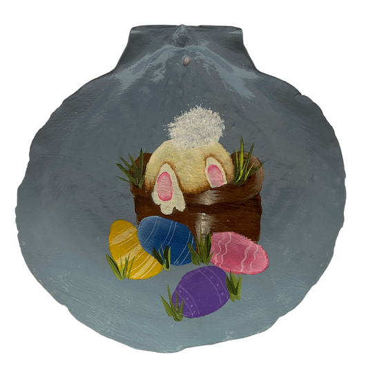 Easter Bunny Hand Painted on a Scallop Shell