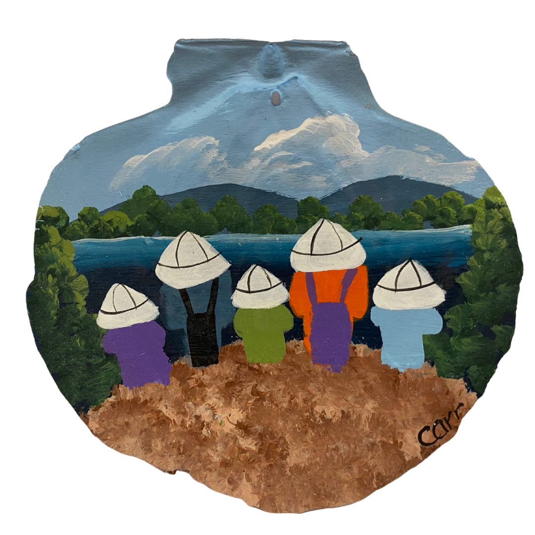 Personalized 5 Hikers Hand Painted on a Scallop Shell