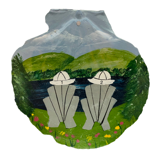 Personalized 2 People at the Lake Hand Painted on a Scallop Shell