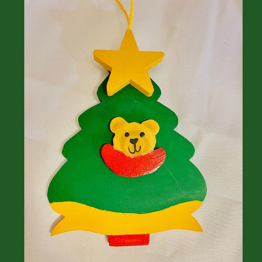 Personalized Ornament Bear on a Christmas Tree 4.5" x 3.5"